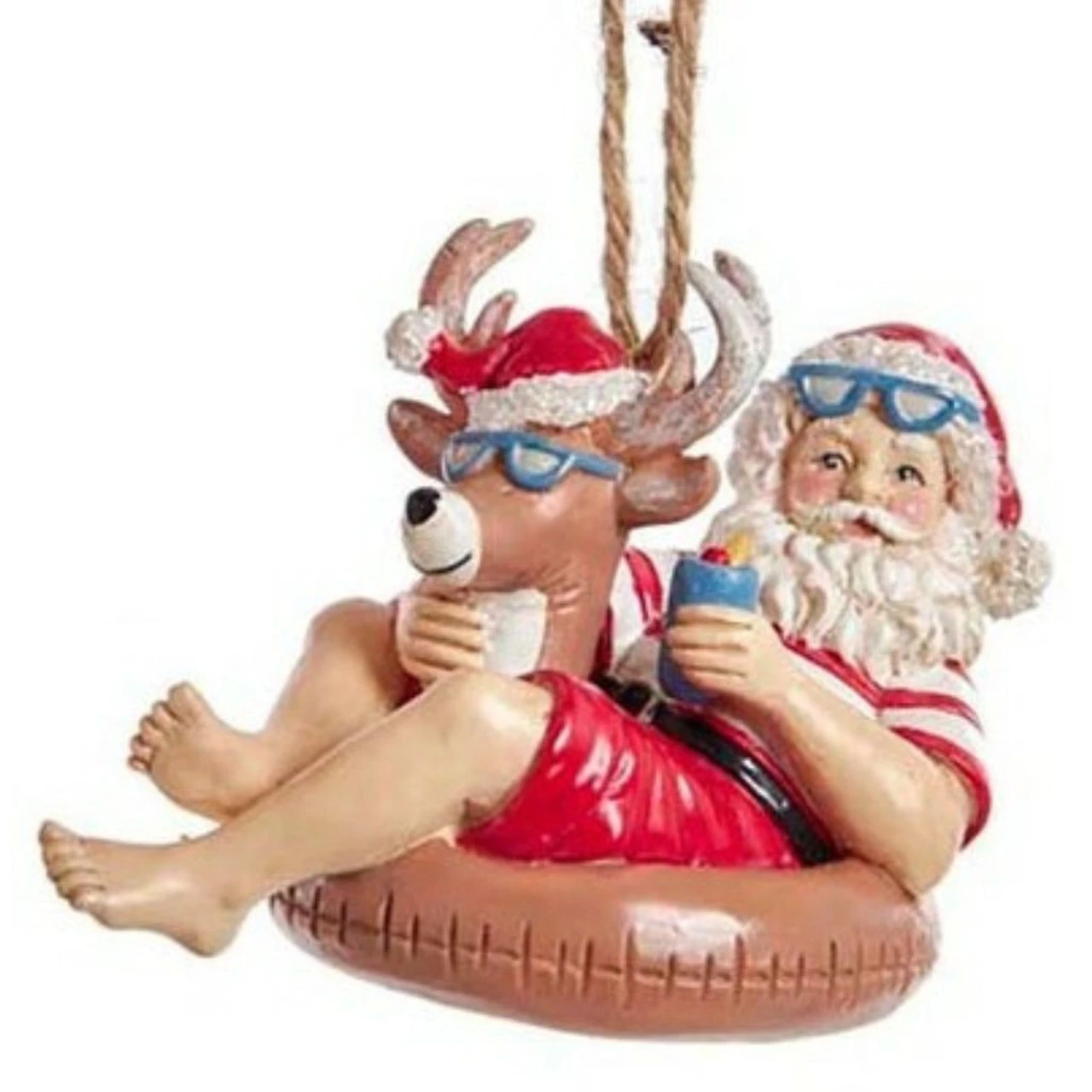 Kurt Adler Santa Sitting On A Reindeer Float Ornament 3 Kurt Adler Santa Sitting On A Reindeer Float Ornament