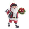 Kurt Adler Gingham Holiday Santa With Wreath Ornament -Christmas 013920A Gingham Holiday Santa With Wreath Ornament 54111.1654701413