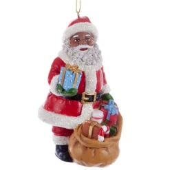 Kurt Adler Black Santa With Gifts Ornament