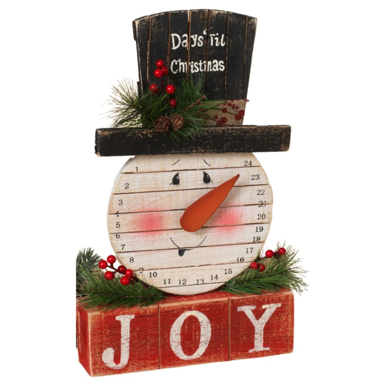 14 Inches Wooden Snowman Countdown To Christmas, Standing Advent Calendar, Indoor Holiday Decoration 3 14 Inches Wooden Snowman Countdown To Christmas, Standing Advent Calendar, Indoor Holiday Decoration