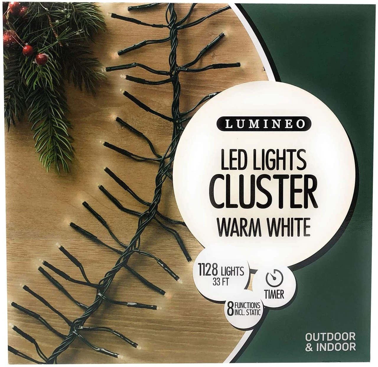 Lumineo 1128 LED Warm White Cluster Lights Green Wire 3 Lumineo 1128 LED Warm White Cluster Lights Green Wire