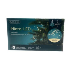 Lumineo Christmas Tree Micro LED Warm White Lights On Green Wire Easy Hang Loop For 7ft Tree