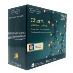 Lumineo 500 LED Color Cherry Compact Twinkle Lights Black Wire -Christmas 071372 Side angle 33758.1668959554