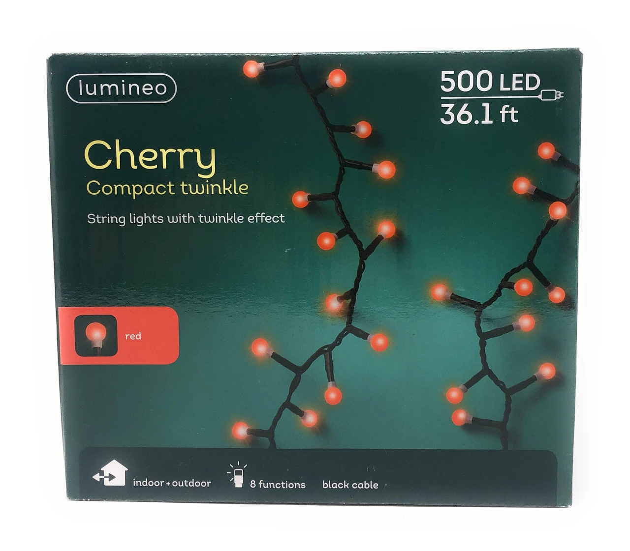 Lumineo 500 LED Red Cherry Lights Black Wire 3 Lumineo 500 LED Red Cherry Lights Black Wire