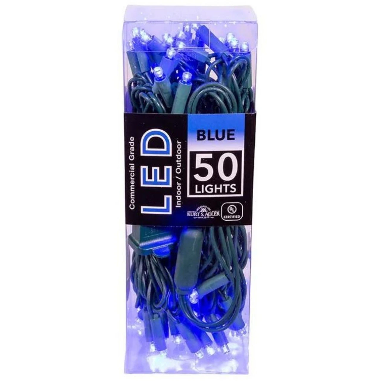 Kurt Adler 50-Light LED Blue Light Green Wire Set