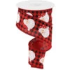 Santa Head On Red And Black Buffalo Plaid Ribbon 10 Yards Long X 2.5 Inch Wide