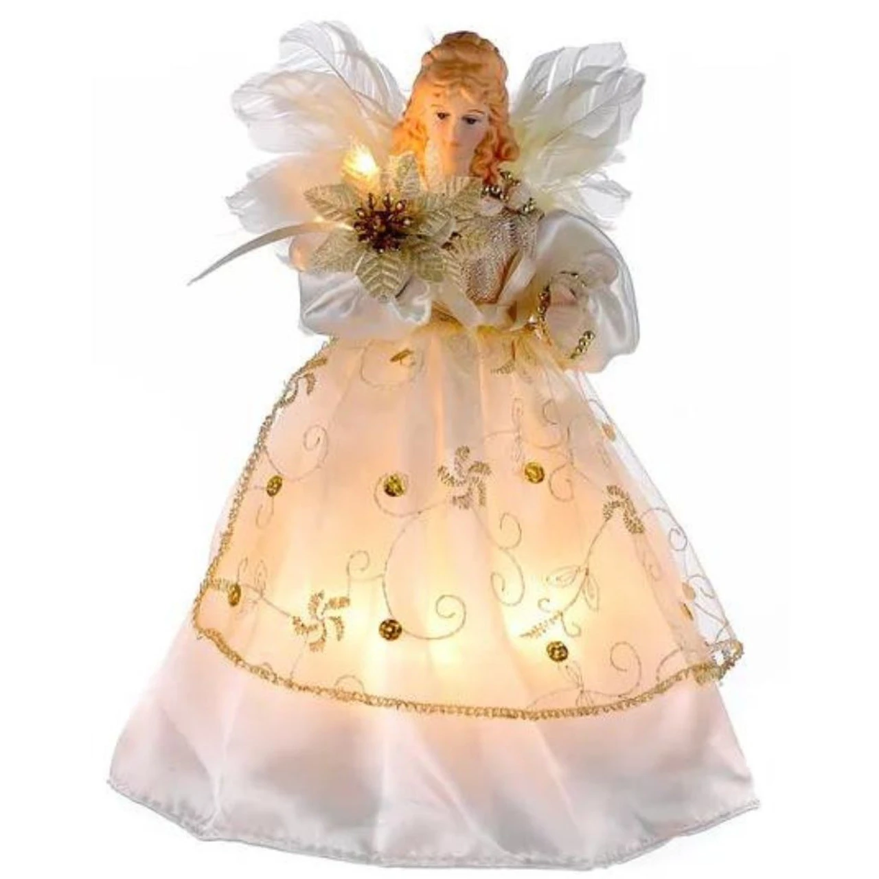 Kurt Adler - Ivory And Gold Angel Tree Topper - Image 2