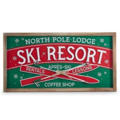 Ski Resort Metal And Wood Frame Wall Art