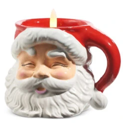 LED Battery Operated Santa Head Mug Candle Light