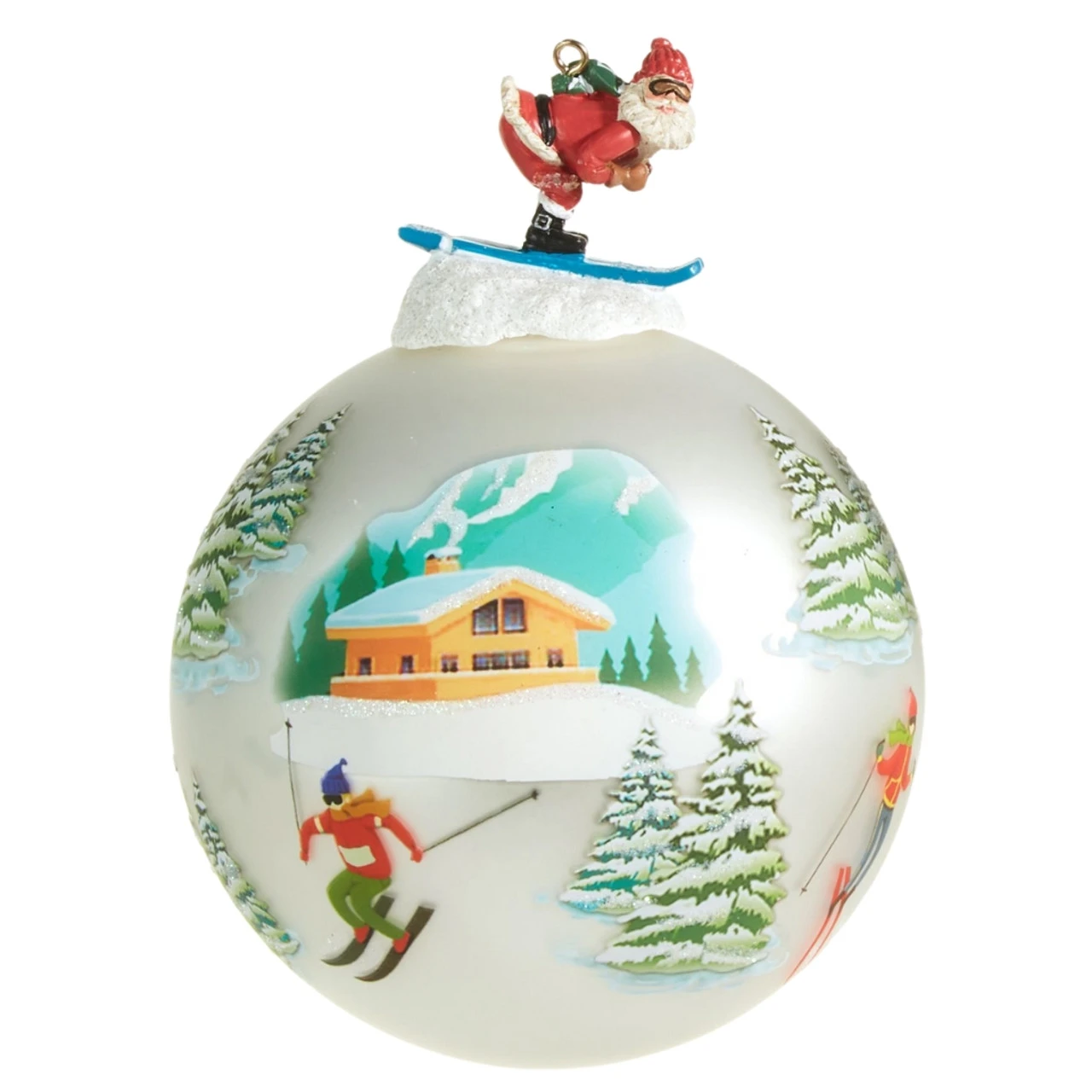 Ski Ornament With Santa Figurine Skiing 3 Ski Ornament With Santa Figurine Skiing