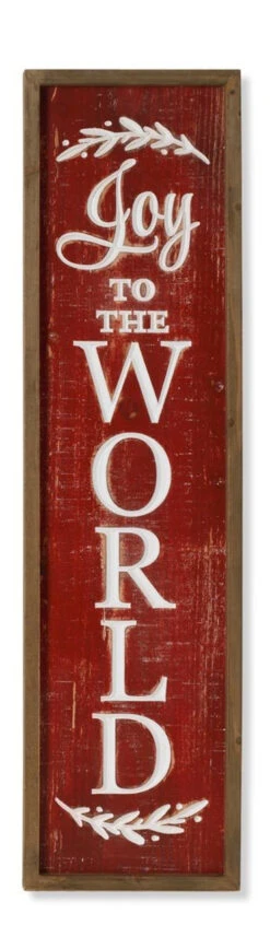31.5" Wooden Porch Sign With Insignia "Joy To The World"