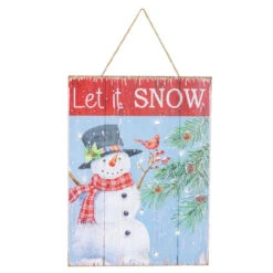 LED Let It Snow Hanging Wood Sign