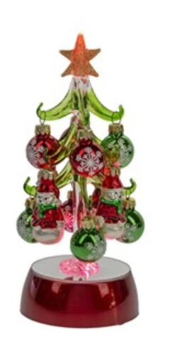 Red Lit Up Christmas Tree With Ornament