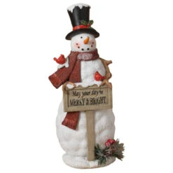 10.8" Snowman Wearing A Black Hat