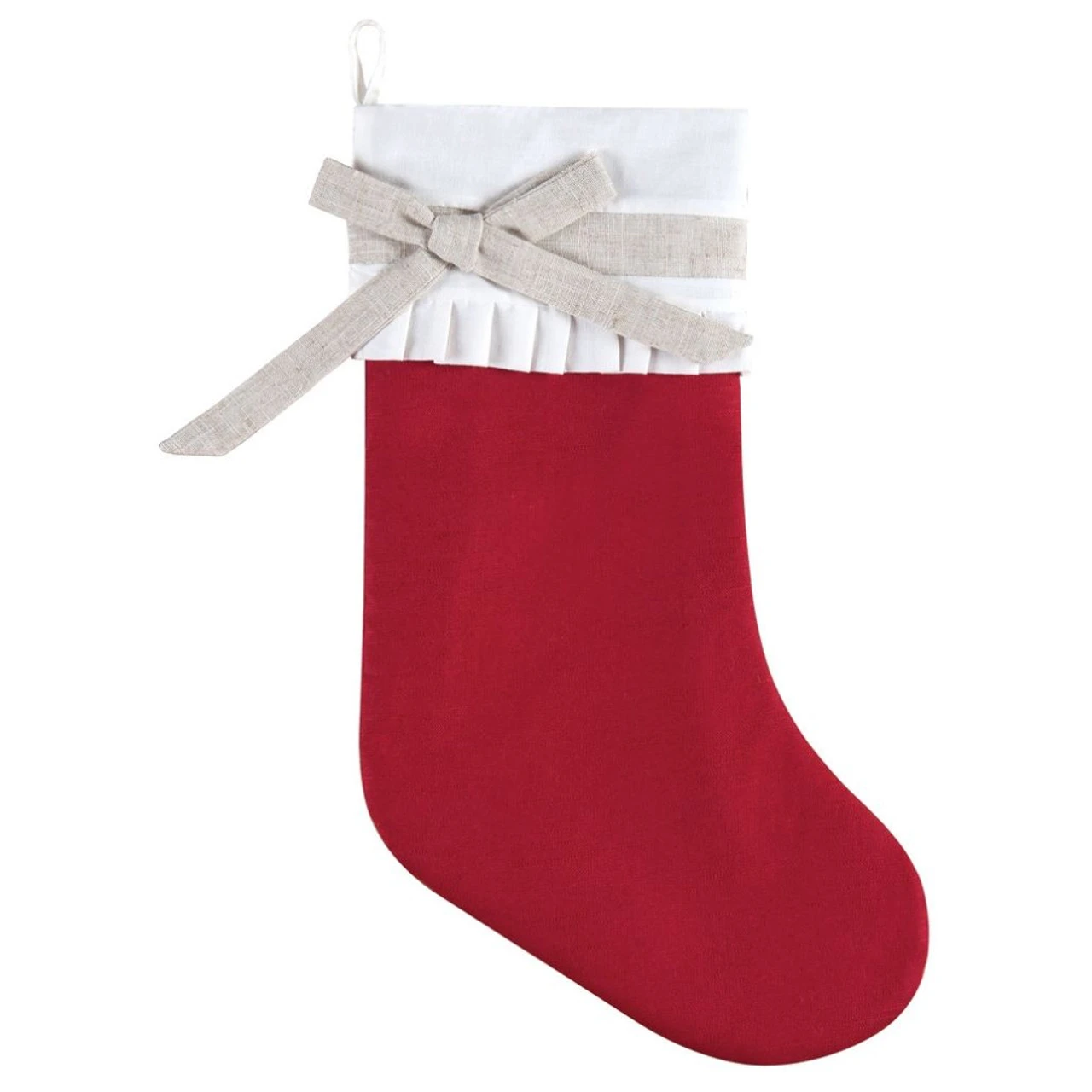 Red Linen Holiday Stocking