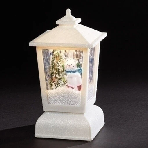 Snowman And Tree Lantern With Snowblow Effect