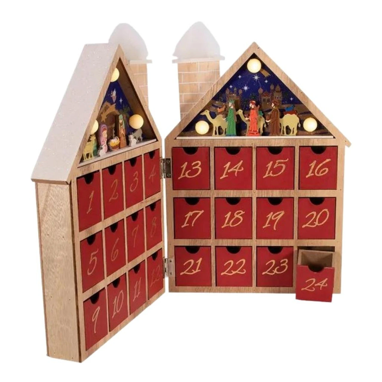 Kurt Adler Wooden LED Nativity Advent Calendar 4 Kurt Adler Wooden LED Nativity Advent Calendar - Image 2