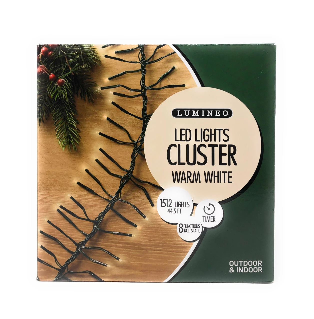 Lumineo 1512 LED Warm White Cluster Lights Green Wire 3 Lumineo 1512 LED Warm White Cluster Lights Green Wire