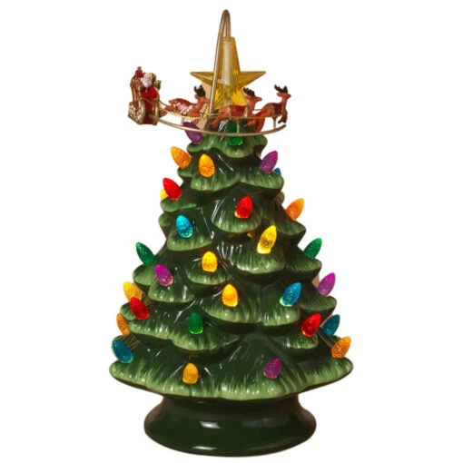 Light Up Christmas Tree W/Rotating Santa