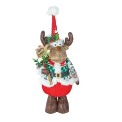 Boy Moose Dressed In Christmas Attire Figurine