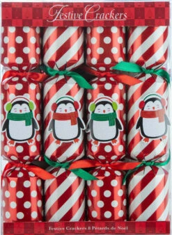 10" 8ct Stripes And Dots Christmas Crackers