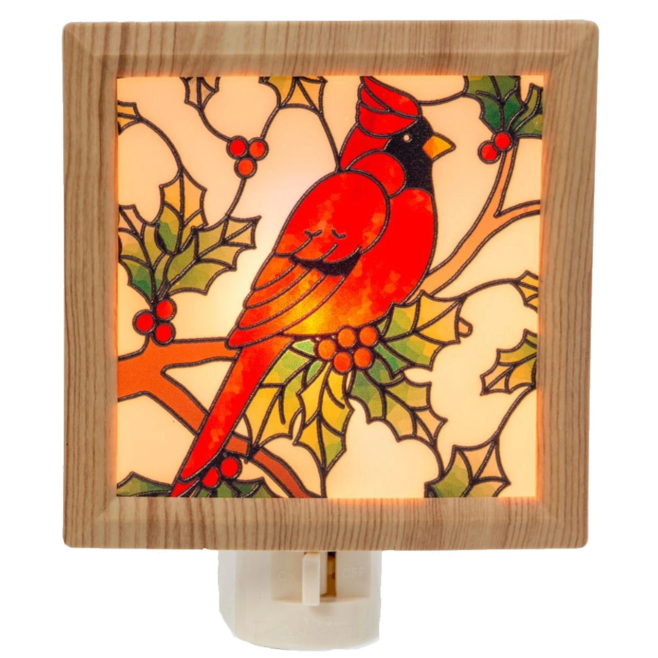 Stained Glass Cardinal Night Light 3 Stained Glass Cardinal Night Light