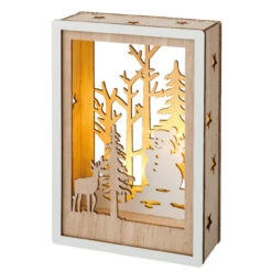 Lumineo Micro LED Forest Snowman Shadow Box