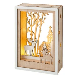 Lumineo Micro LED Forest Deer Family Shadow Box