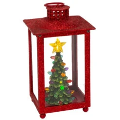Red Holiday Lit Lantern