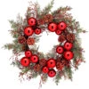 24" Red And Green Glittered Cedar With Balls And Cones Wreath -Christmas 20prf uw 59205.1607260251