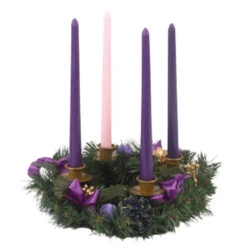Purple Ribbon Advent Candle Wreath -Christmas 220903 Purple Ribbon Advent Candle Wreath full 58057.1661539715