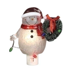 Snowman With Wreath Nigh Light