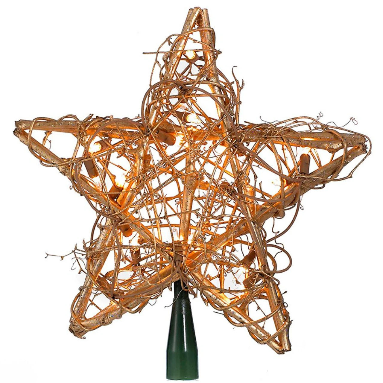 Kurt Adler Gold Rattan Lighted Star Tree Topper