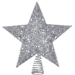Kurt Adler Metal Silver Glitter Star Tree Topper
