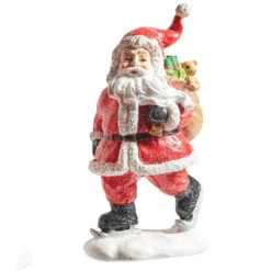 Glittery Ice Skating Santa With Toys Figurine