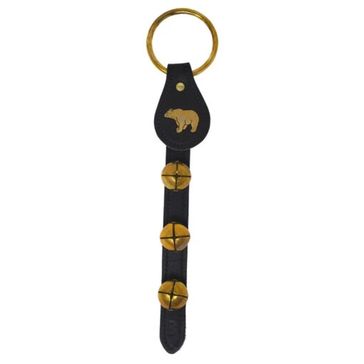 Black Leather Strap With Bear And Bells Door Hanger