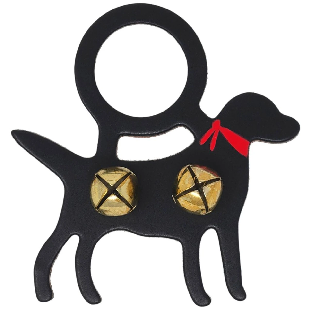 Black Labrador With Scarf Sleigh Bell Door Hanger