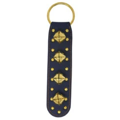 Navy Studded Leather Strap With Bells Door Hanger