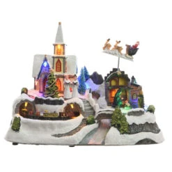 24" LED Lit Christmas Church Scene