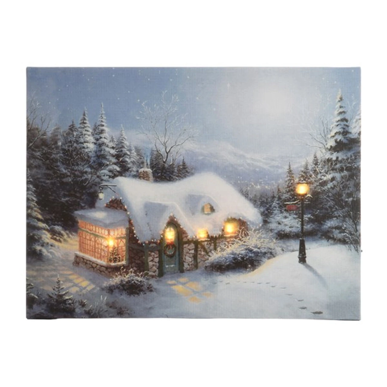 LED Winter Cottage Scene Canvas Print 3 LED Winter Cottage Scene Canvas Print