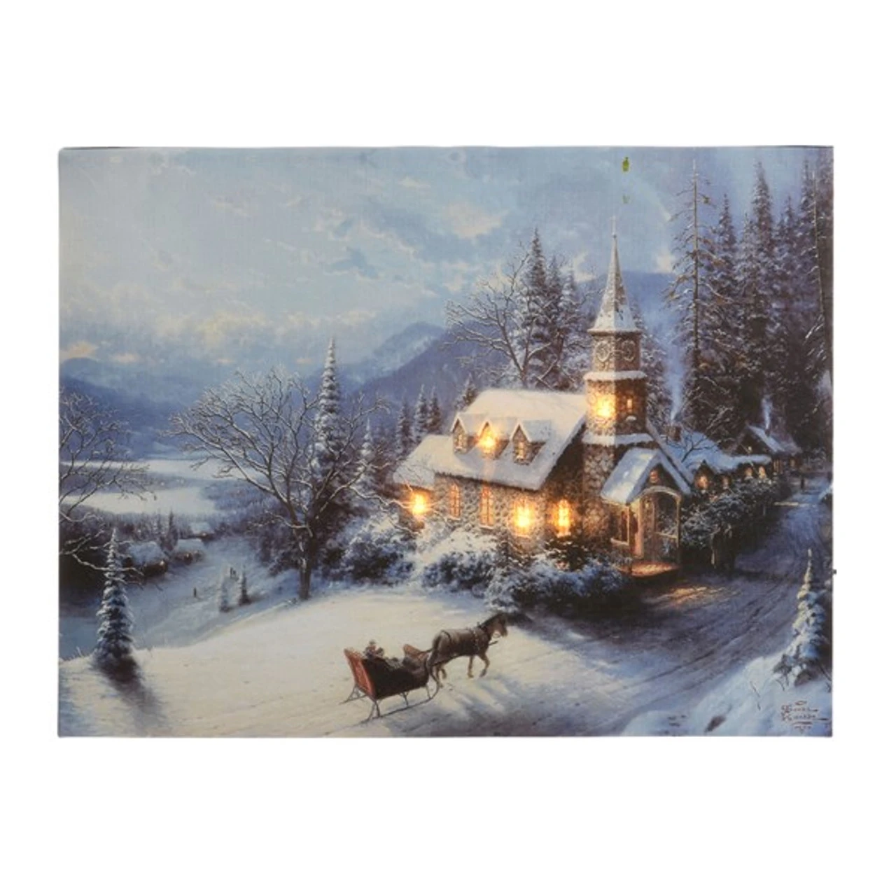LED Winter Church Scene Canvas Print 3 LED Winter Church Scene Canvas Print
