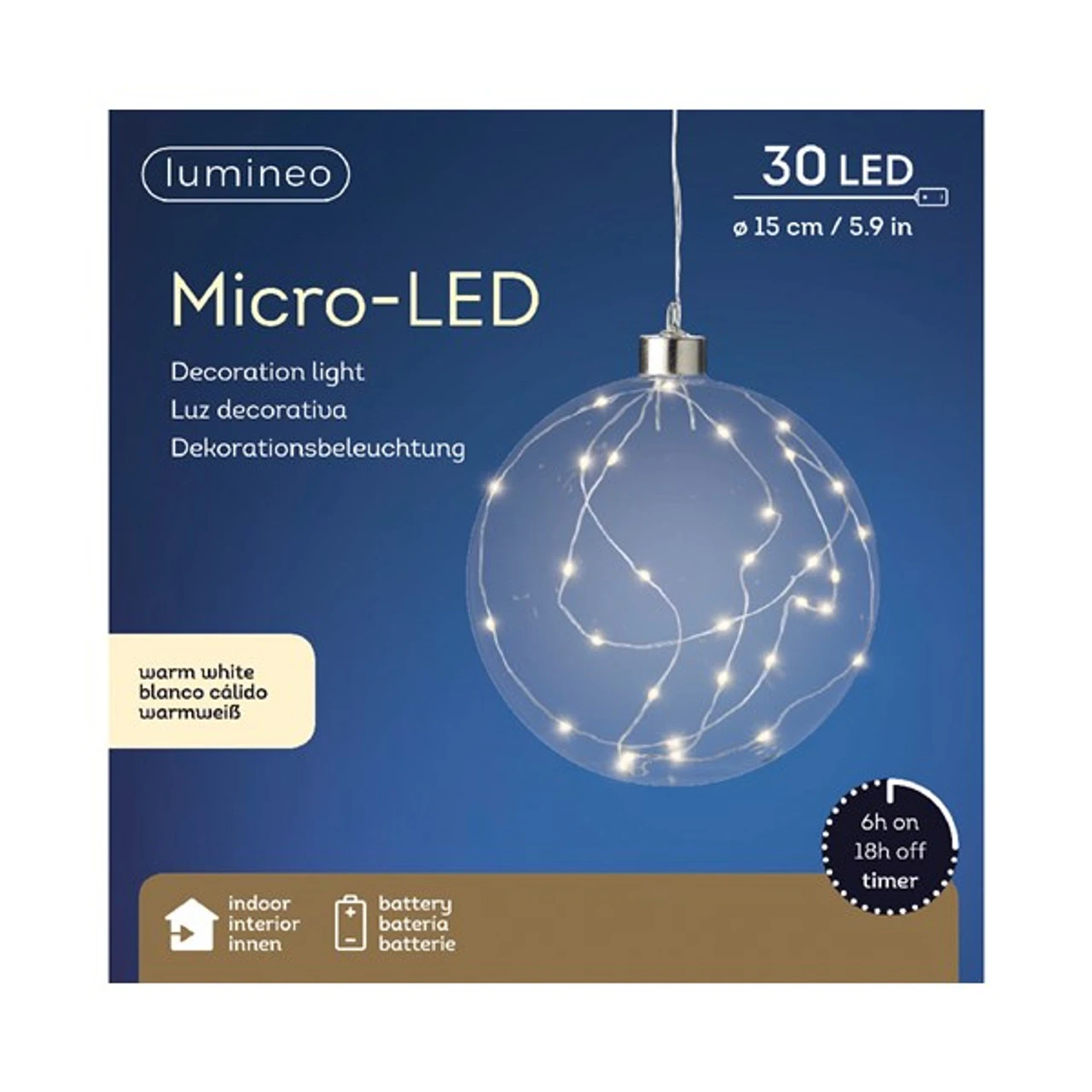 Lumineo 30 Micro LED Warm White Lights Hanging Ball 3 Lumineo 30 Micro LED Warm White Lights Hanging Ball