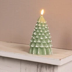 LED Flocked Green Tree Candle -Christmas 485334s 12119.1638366720