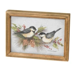 Chickadee On Holly And Pine Wall Decor