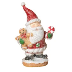 Santa W/Gingerbread Man Figurine