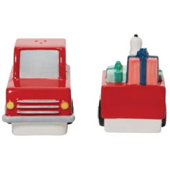Snoopy Red Truck Salt And Pepper Set -Christmas 641520 Snoopy Red Truck Salt And Pepper Set. front 90423.1659102168