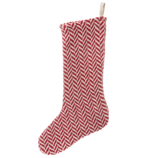 Red & Natural Herringbone Stocking