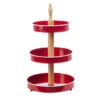 Red & White Enamel Three Tier Pedestal Stand With Rolling Pin Handle -Christmas 703 Untitled design 55750.1659177636
