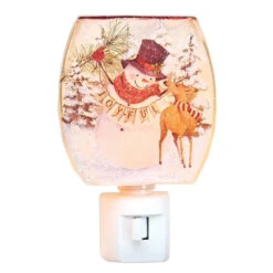 Joyful Winter Snowman With Deer Night Light