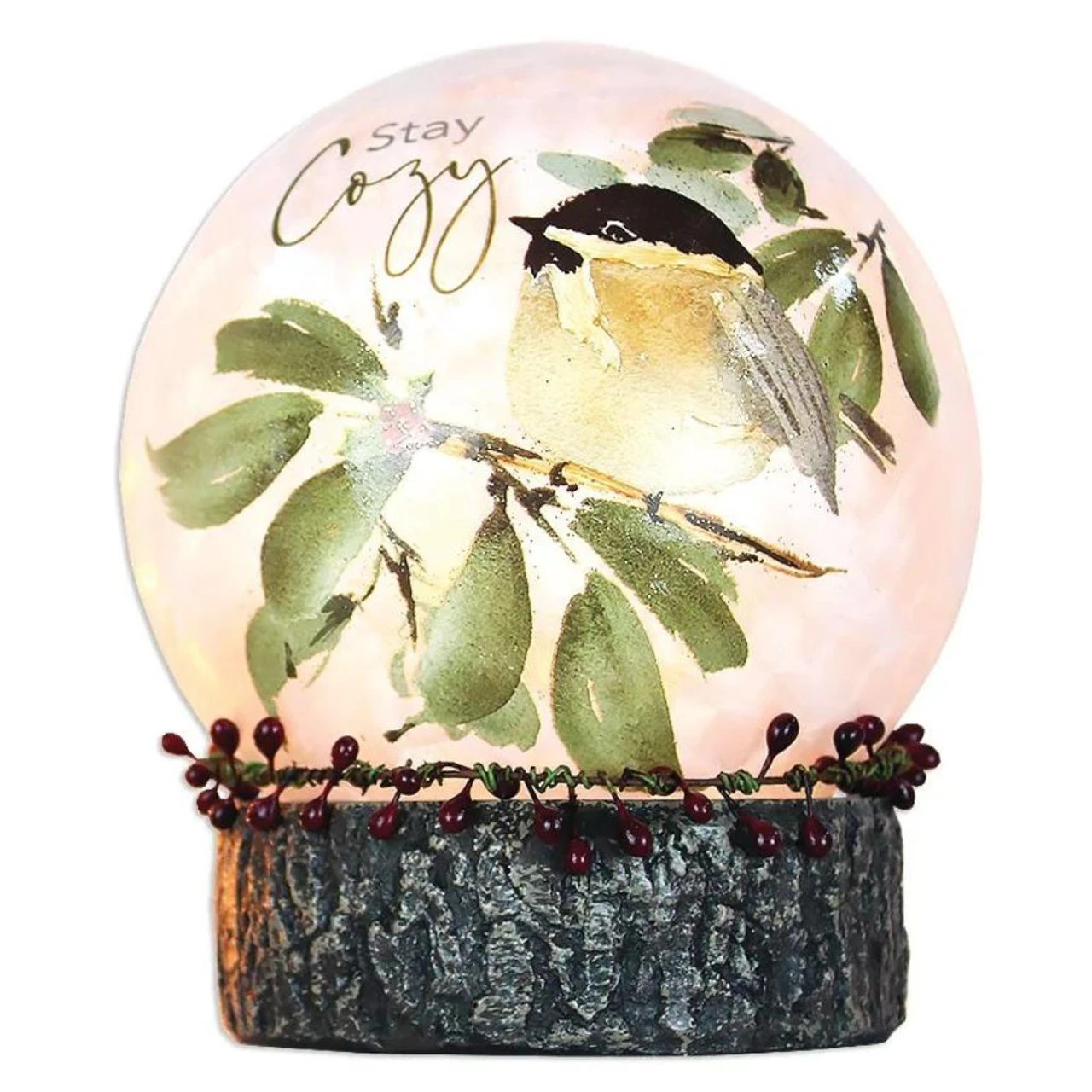 Stay Cozy Lit Glass Ball On Base 3 Stay Cozy Lit Glass Ball On Base